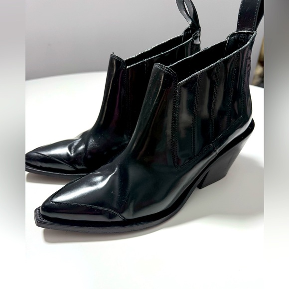 Zadig & Voltaire Black Leather Pointed Toe Ankle Boots Size 40 (US 10) Western - Picture 1 of 10
